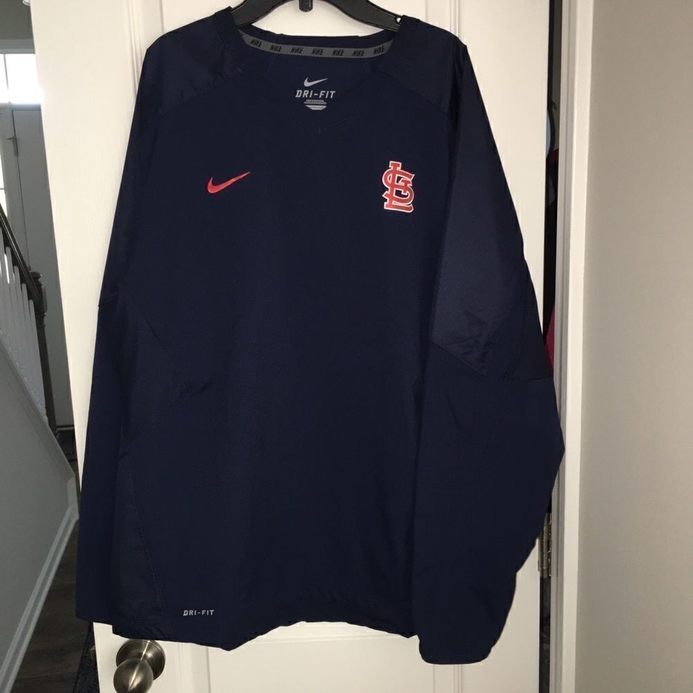 New Nike St Louis Cardinals Baseball Ace Pitching Blue pullover dri fit jacket M
